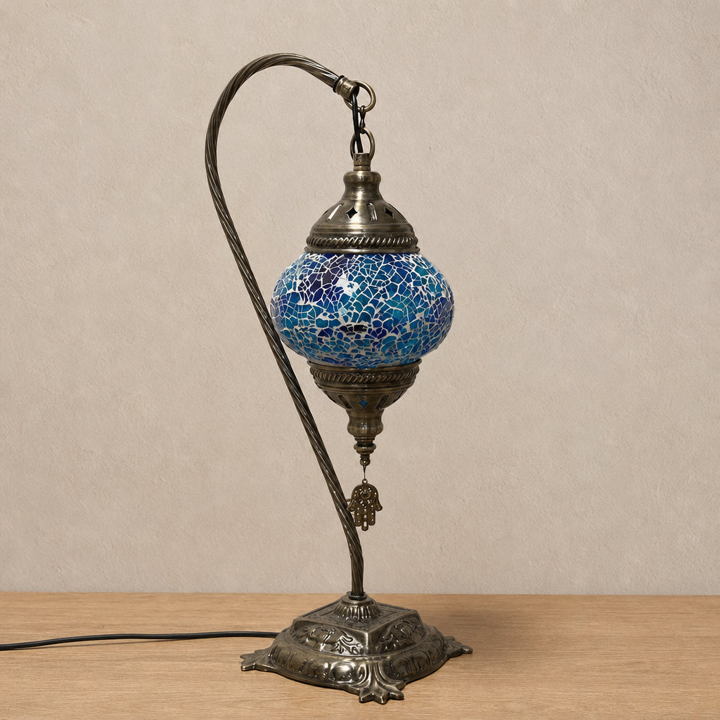 Swan Lamps - Blue Crackle