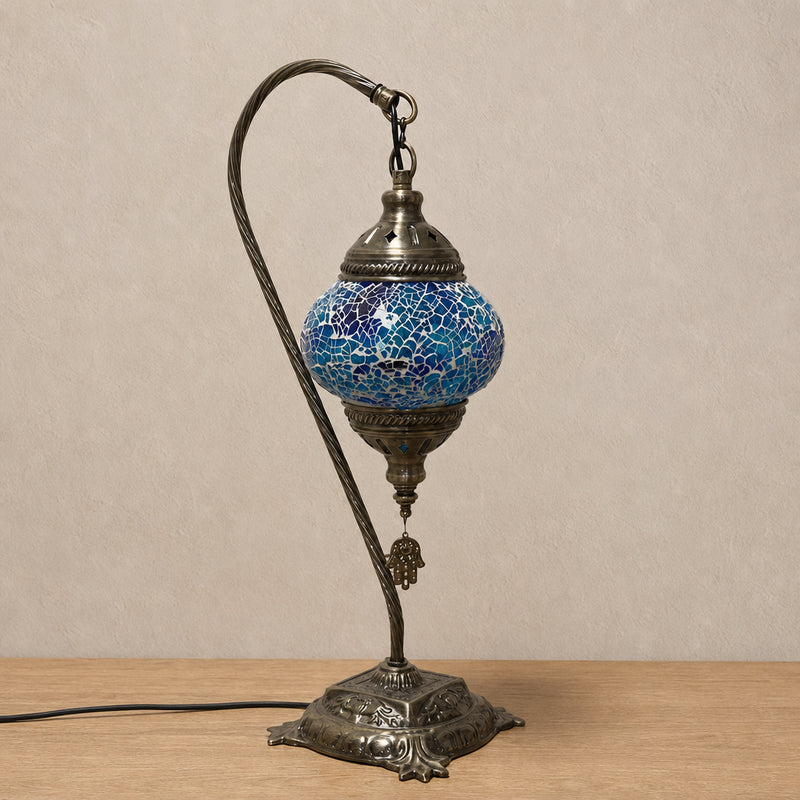 Swan Lamps - Blue Crackle