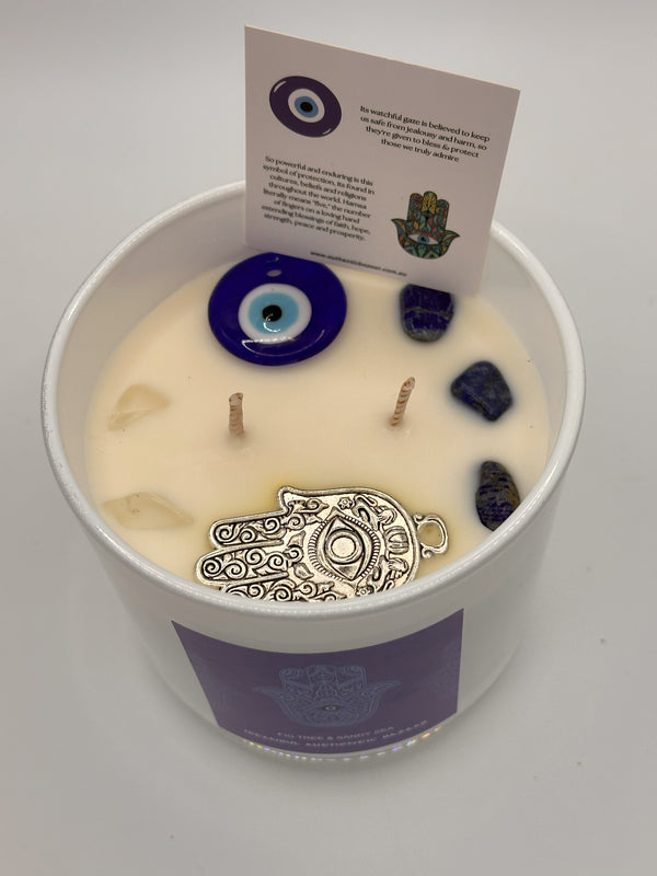 Evil Eye Protection Candle- Fig Tree Sandy Sea 14 OZ