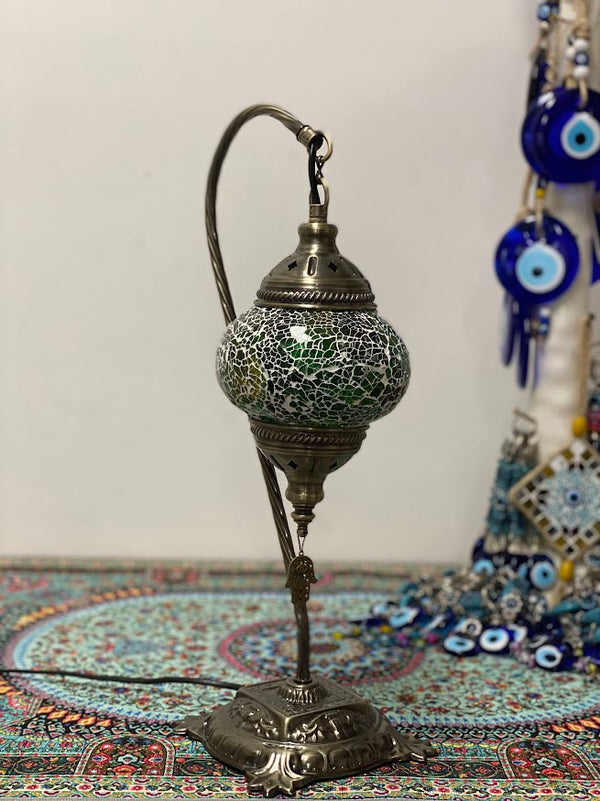 Swan Lamps - Green Yellow crackle