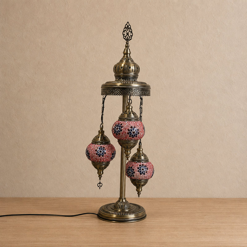 Turkish Floor Lamps 3 Pieces - Red-Blue Flower