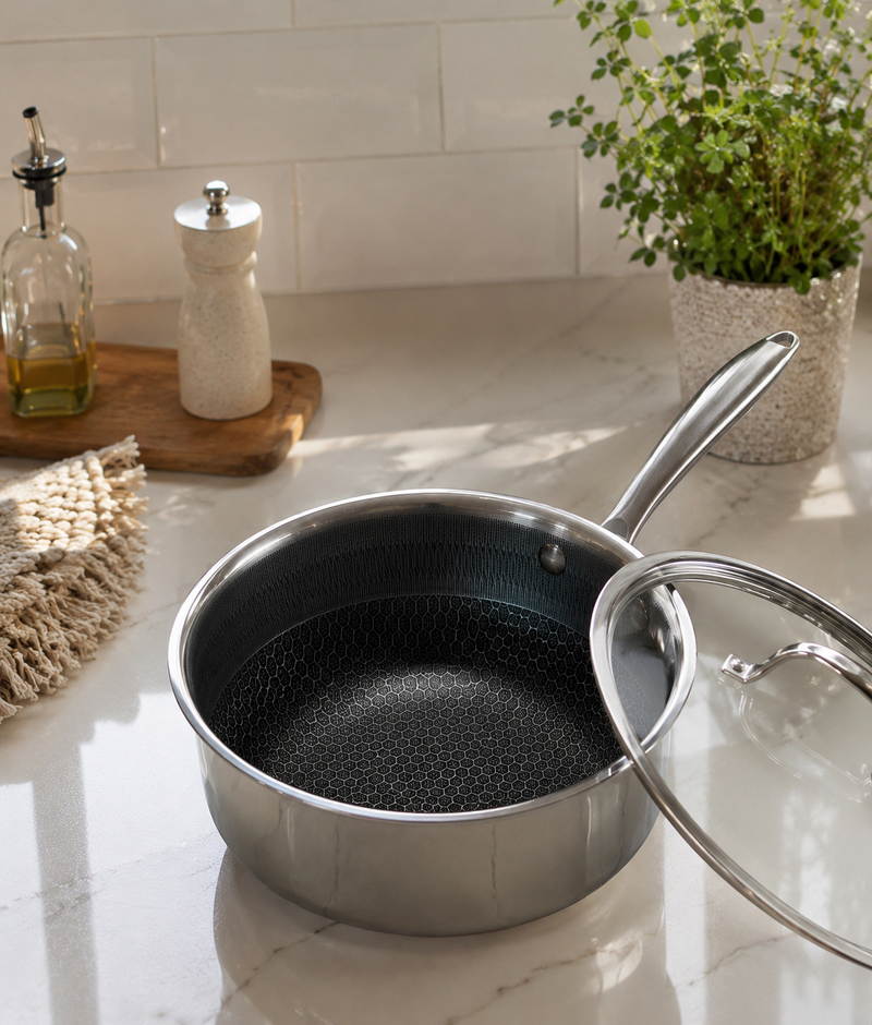20cm Honeycomb Frying Pan with Glass Lid