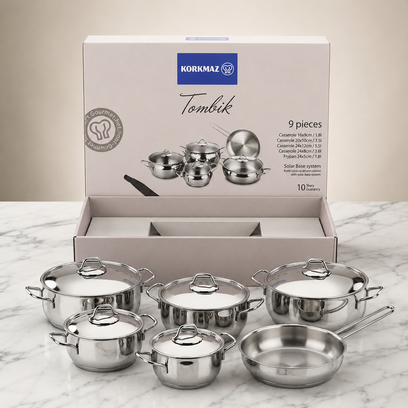 Korkmaz Tombik 9 Piece Stainless Steel Cookware Set