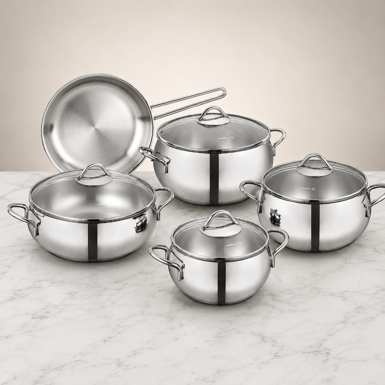 Korkmaz Tombik 9 Piece Stainless Steel Cookware Set