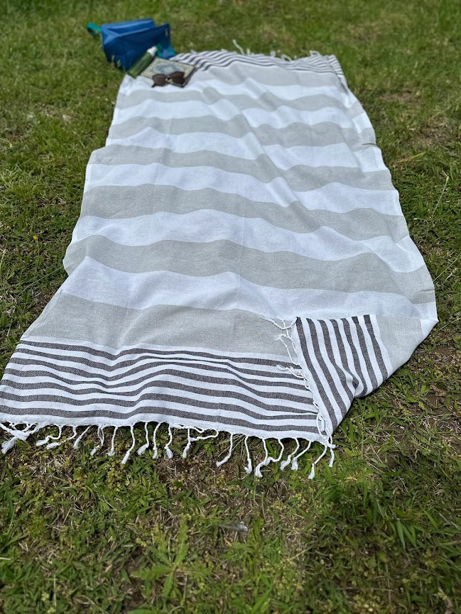 Turkish Cotton Towel - Marine Grey