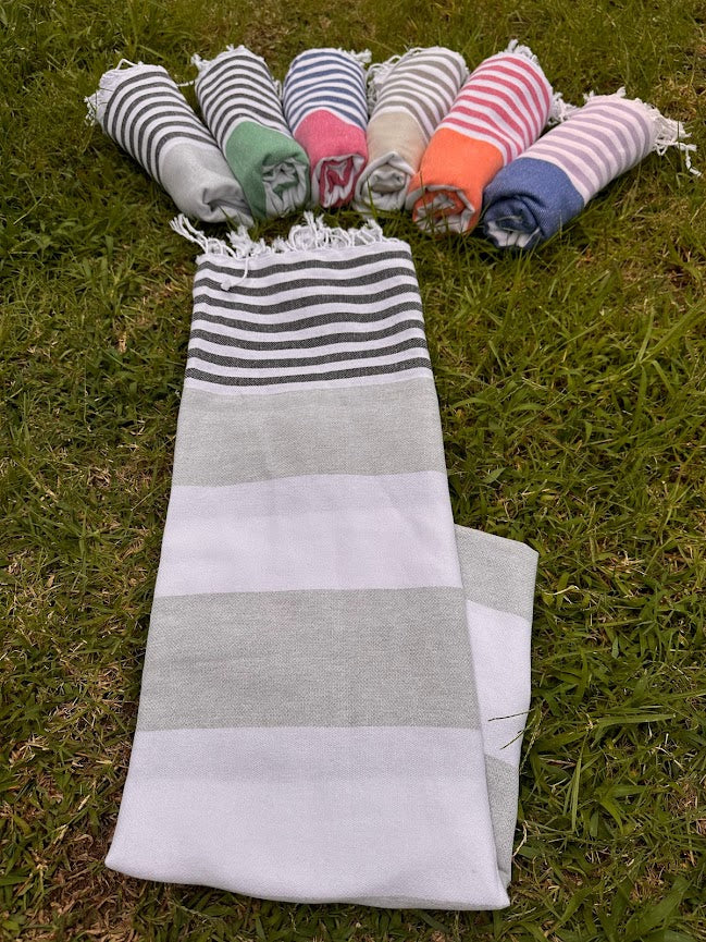 Turkish Cotton Towel - Marine Grey