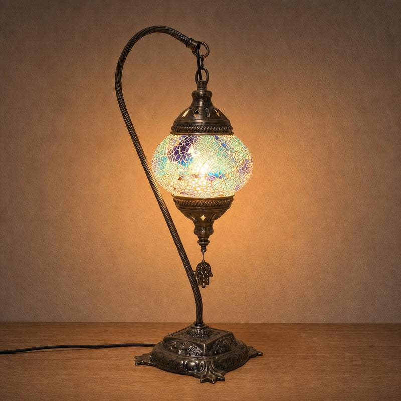 Swan Lamps - Blue Crackle
