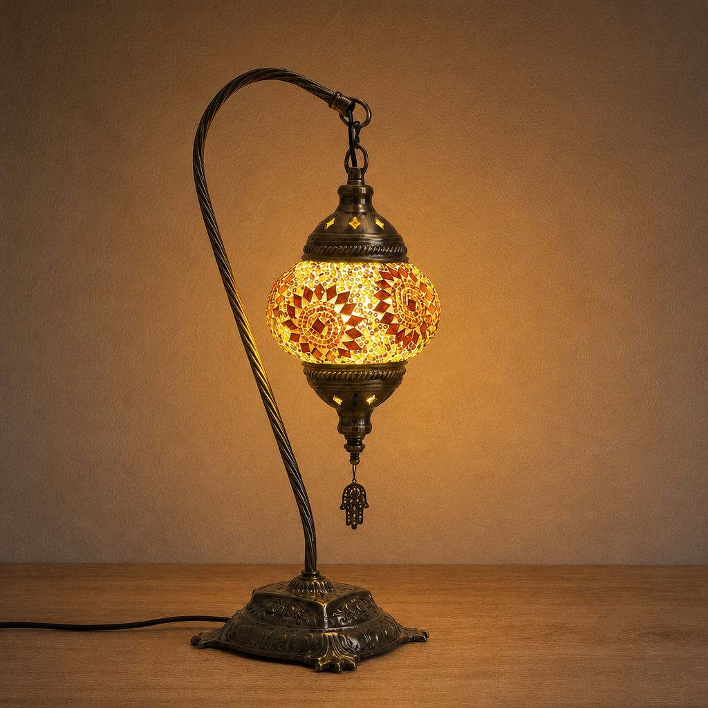 Swan Lamps - Gold Flower