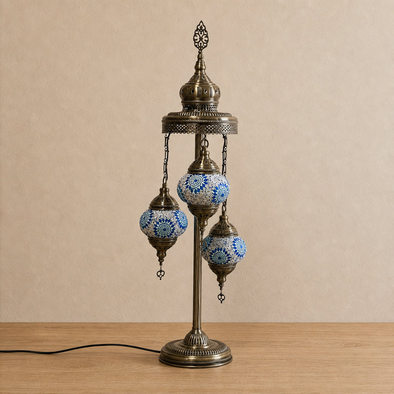 Turkish Floor Lamps 3 Pieces - Turquoise Flower
