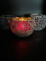 Mosaic Candle Holders - Purple Crackle