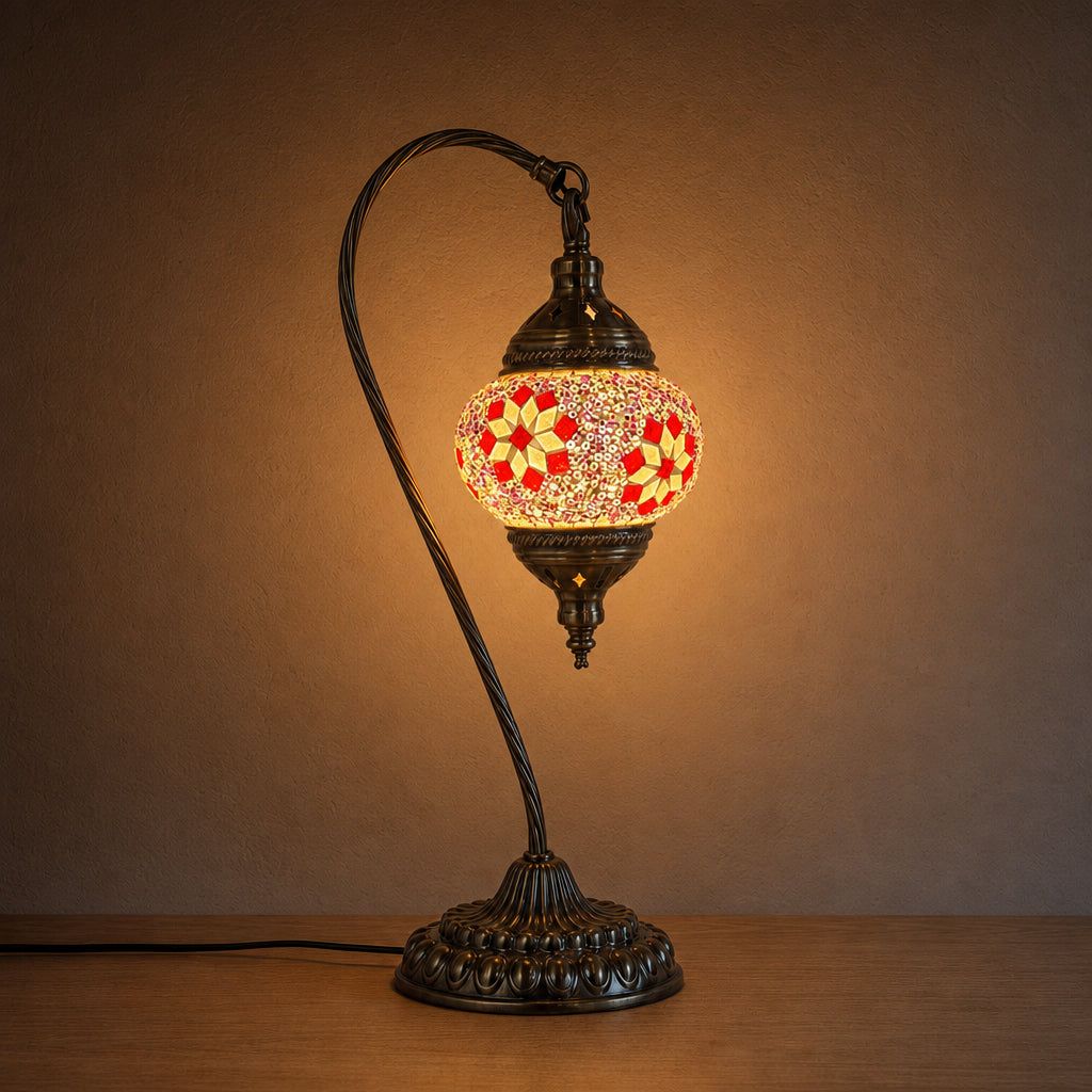 Swan Lamps Mosaics - Pink Red Flower