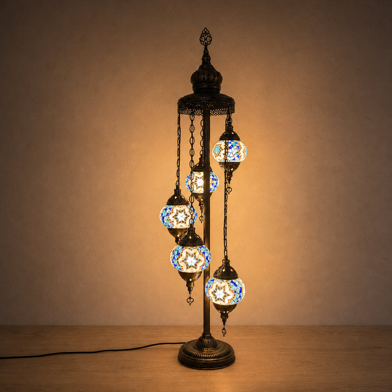 Turkish Floor Lamp with 5 Globes - SBW