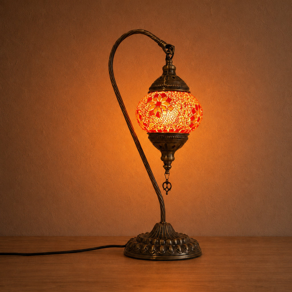 Swan Lamps - Red Orange Flower
