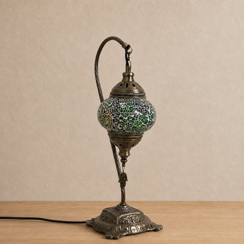 Swan Lamps - Green Yellow Crackle