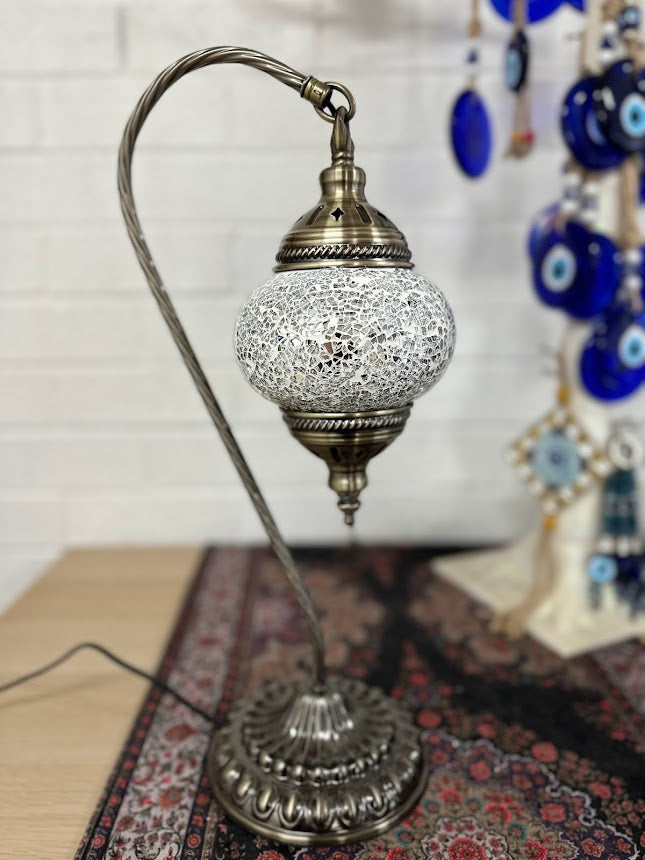 Swan Lamps Mosaics - White Crackle