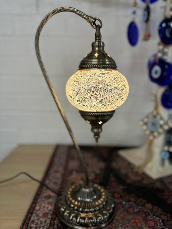 Swan Lamps Mosaics - White Crackle