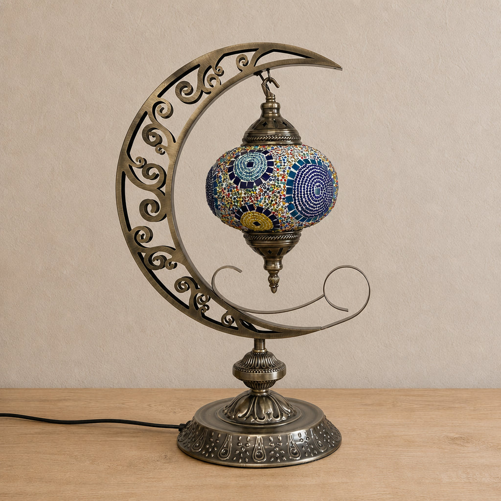 Crescent Moon Lamps - Blue Sun