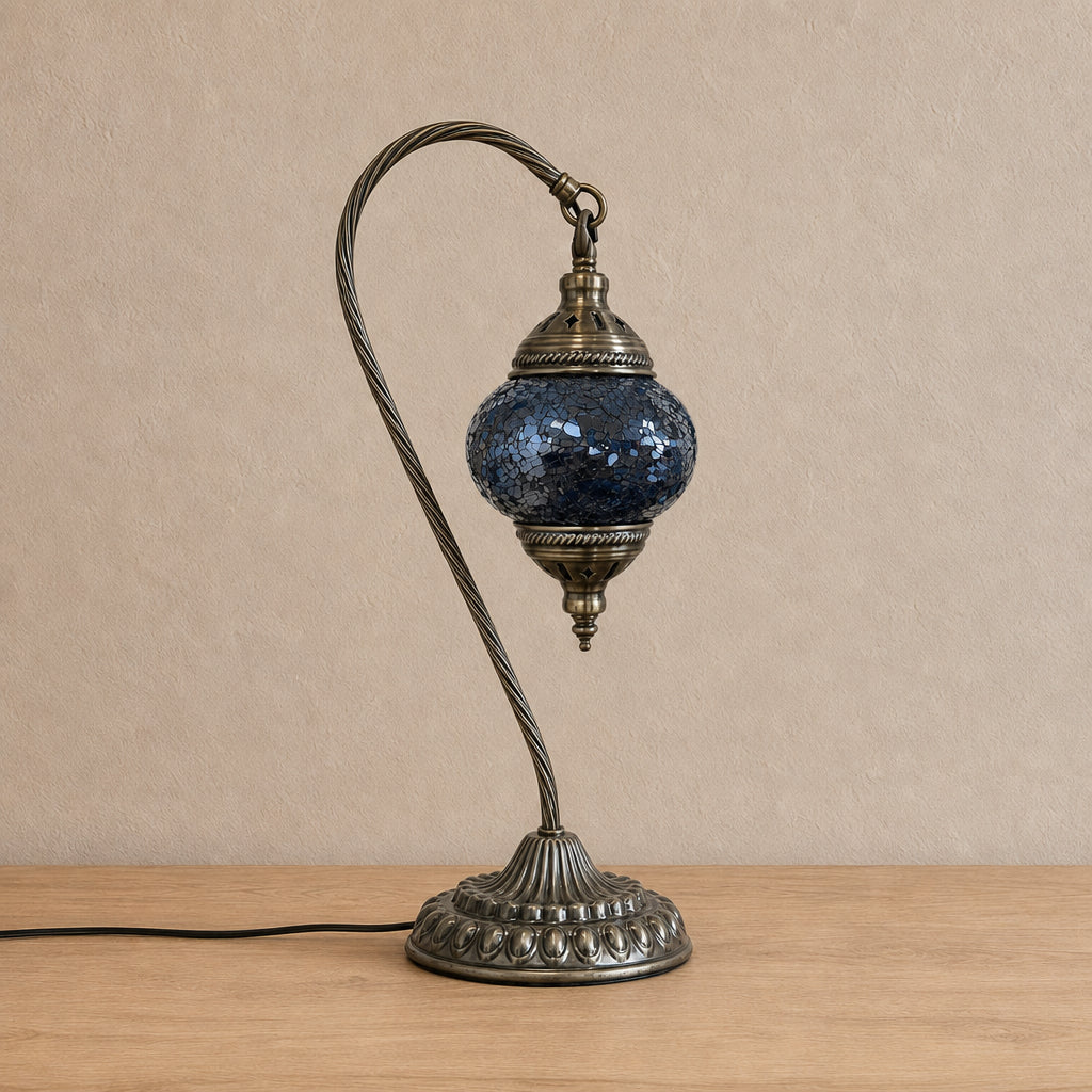 Swan Lamps Mosaics - Dark Blue Crackle