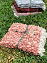 Handwoven Cotton Throw - Orange