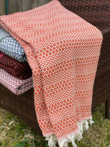 Handwoven Cotton Throw - Orange